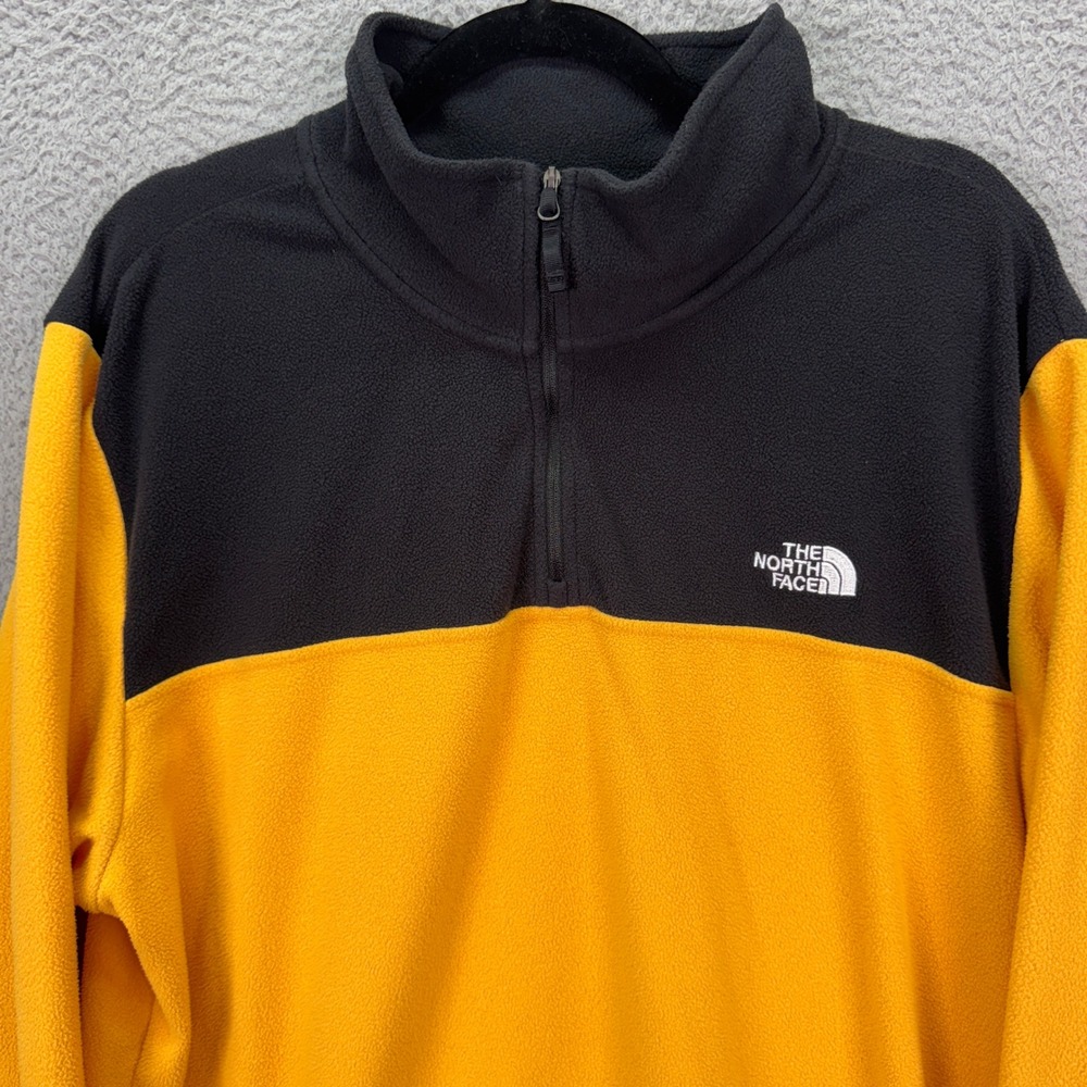 The North Face Pullover Mens XL Yellow Black Color block Zip Fleece Outdoor